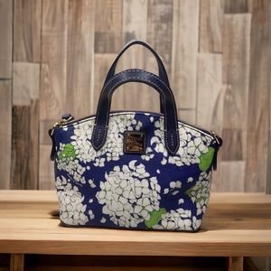 Dooney And Bourne Blue Hydrangea Ruby Satchel Flower Shoulder Handbag NO STRAPS
